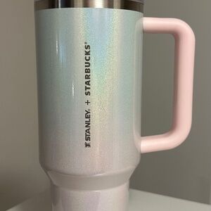 Romantic Ocean Starbucks Iridescent Travel Mug with Pink Handle—no box